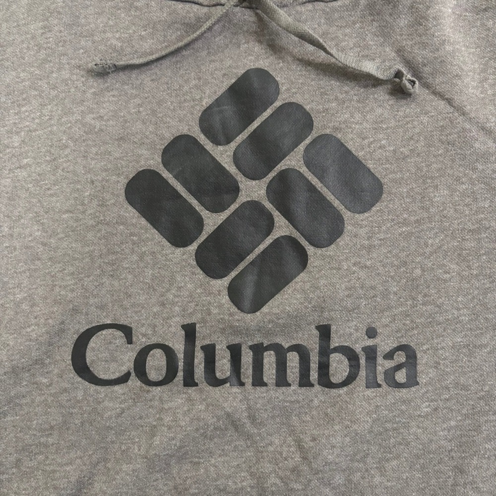 COLUMBIA Hoodie Mens XXL Gray Fleece Logo Pullover Cotton Blend Outdoor Casual - Picture 7 of 11